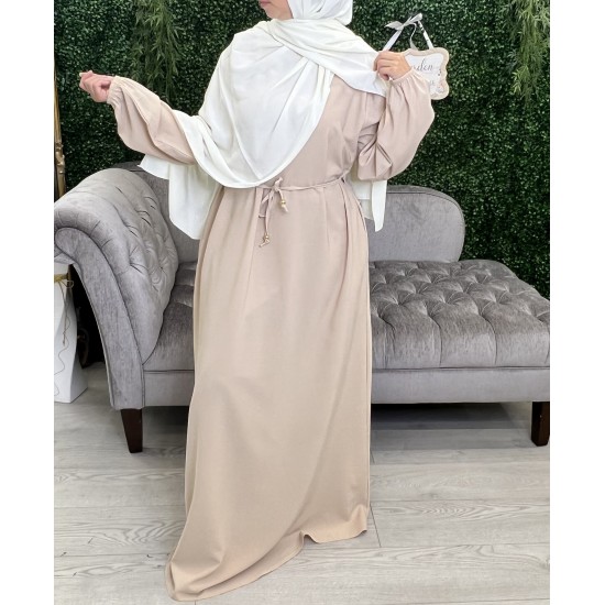Abaya uni avec poche crème pâtissière