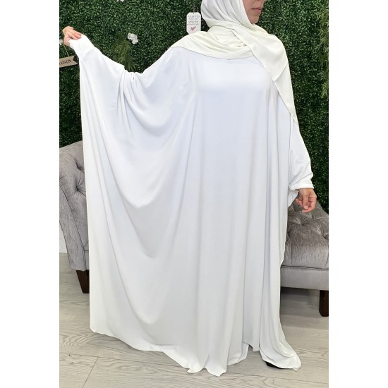 Abaya papillon Blanc soie de medine 